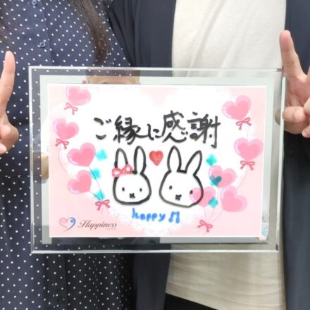 誠実で優しい彼と社交的でとても楽しい彼女の仲良しカップルのご成婚です💕 お二人のご来店でパッと明るくなったハピネスです( *´艸｀)