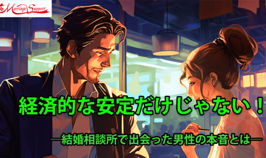 経済的な安定だけじゃない婚活！―結婚相談所で出会った男性の本音とは―